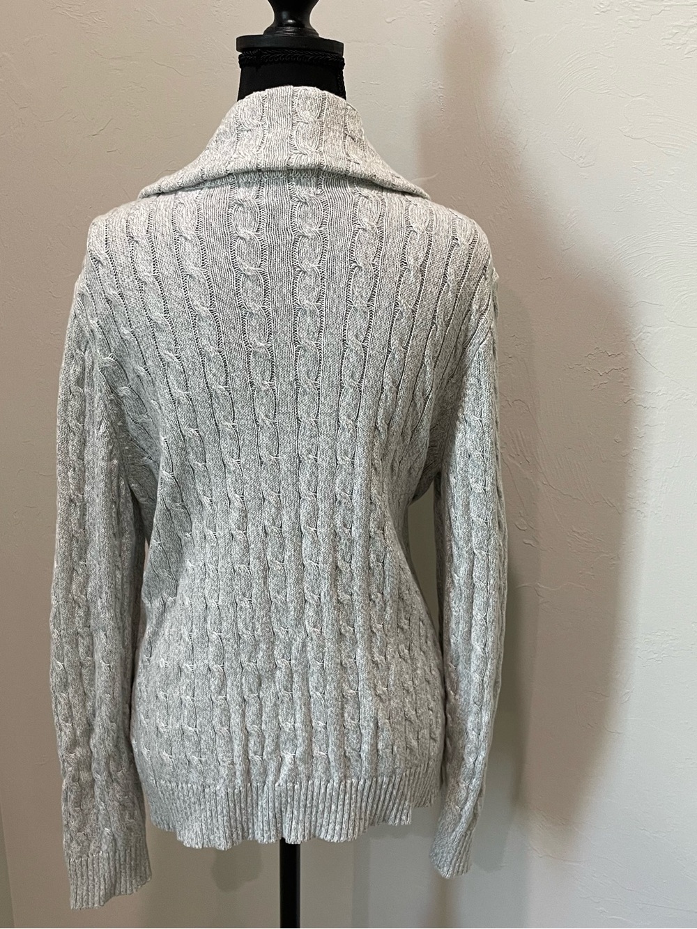 Karen Scott Light Gray Cable-Knit Zip Sweater - Picture 3 of 4